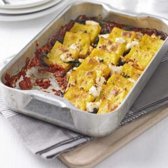 Baked polenta with spinach & goat's cheese