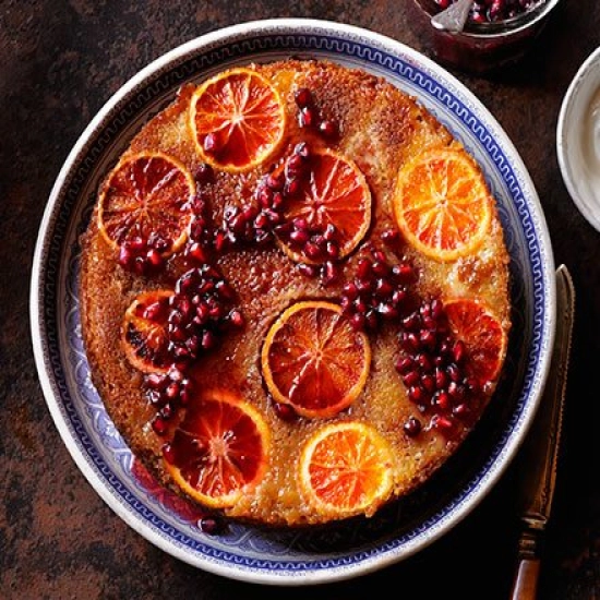 Blood orange, blossom & pomegranate cake