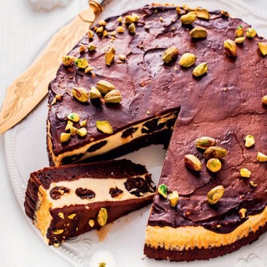 Chocolate and prune cheesecake