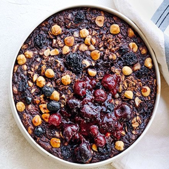 Cocoa & cherry oat bake