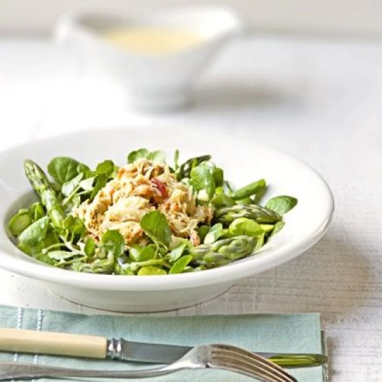 Crab & asparagus salad with real salad cream