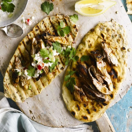 Grilled flaky naans