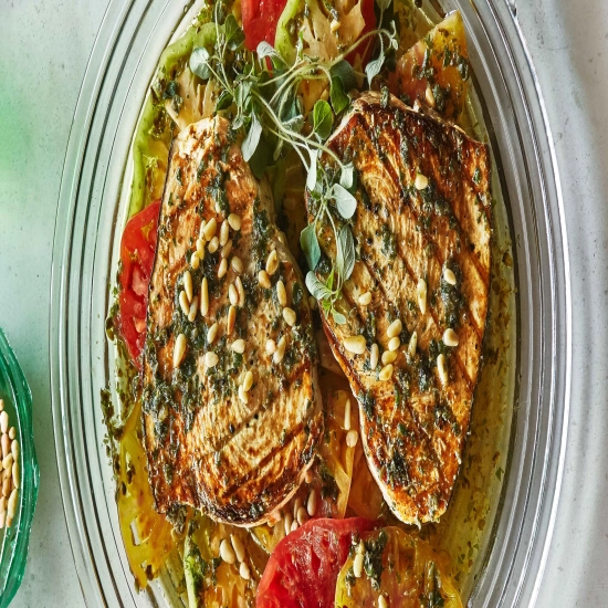 Grilled Swordfish with Tomatoes and Oregano Recipe