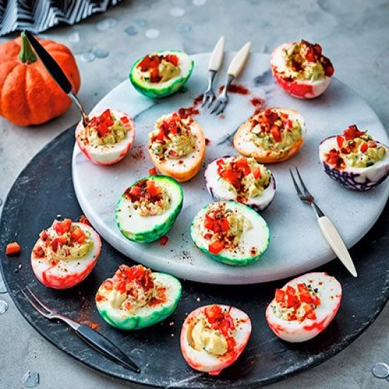 Halloween devilled eggs