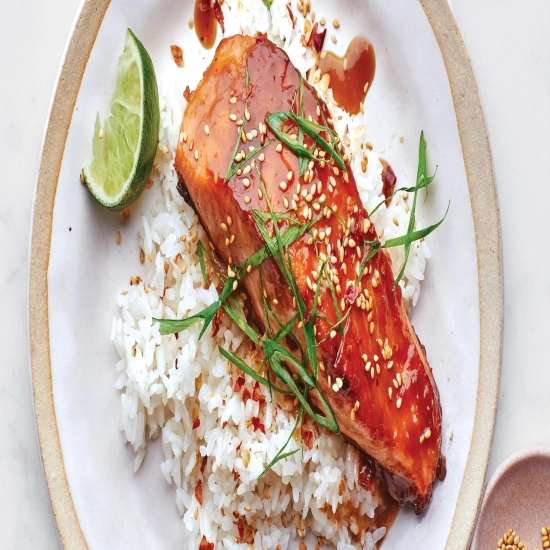 Miso-Glazed Salmon With Sushi Rice Recipe