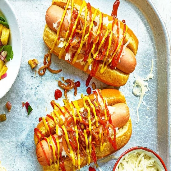 NYC-style hot dogs with street-cart onions