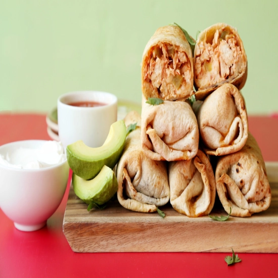 Oven-Fried Chicken Chimichangas