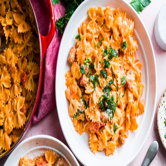 Pasta with Sausage, Tomatoes, and Cream