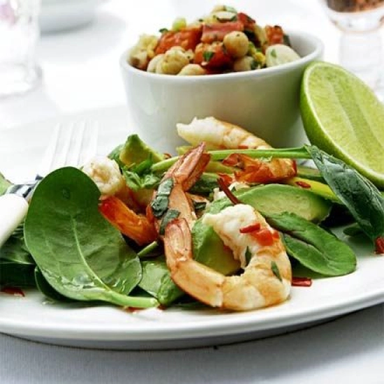 Prawn & avocado platter with lime & chilli dressing