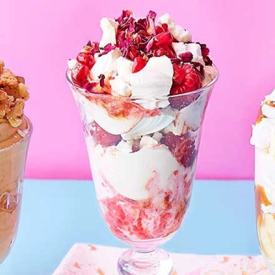 Raspberry, pomegranate & rose Eton mess