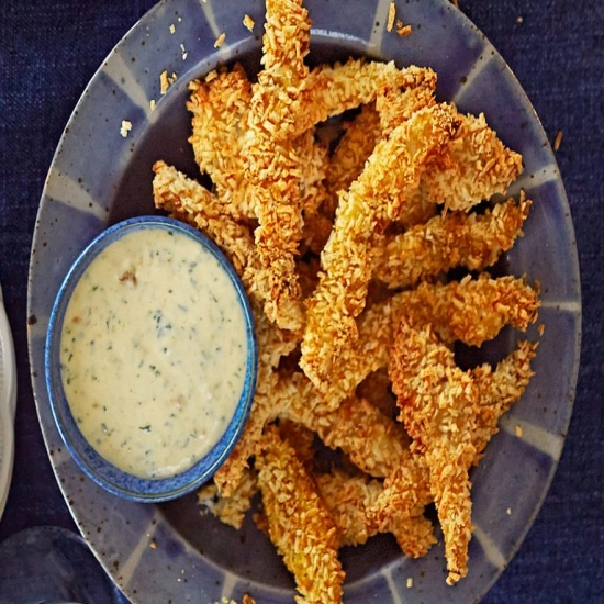 Sole goujons with mango & lime dip