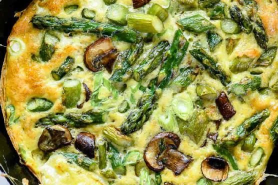 Asparagus and Mushroom Frittata with Goat Cheese