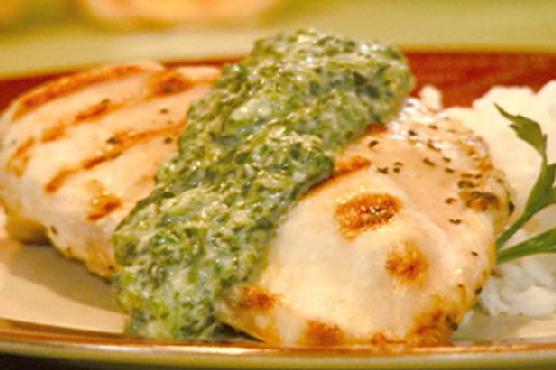 Baked Chicken With Green Spinach-Horseradish Sauce