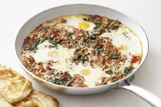 Baked Eggs with Curried Spinach