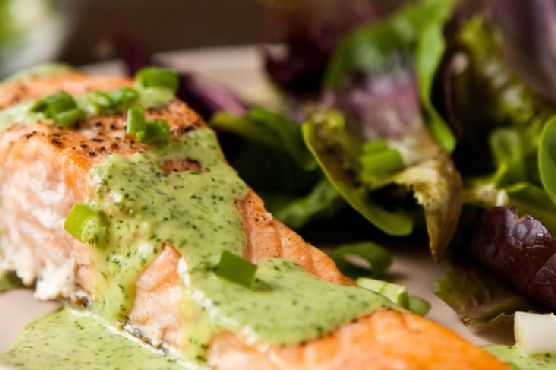 Baked Salmon with Wasabi Sauce