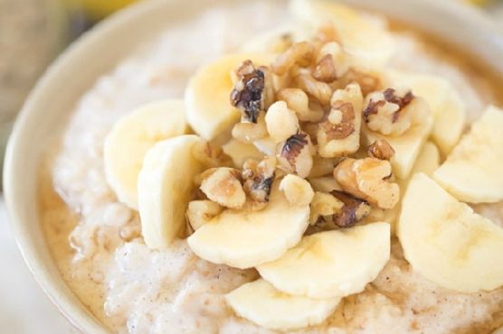 Banana Oatmeal with Maple and Walnuts