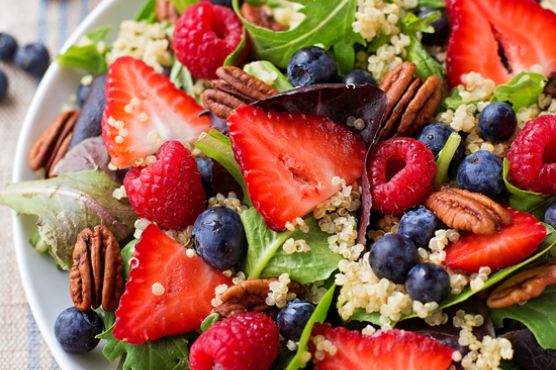Berry Pecan Quinoa Salad with Homemade Berry Vinaigrette