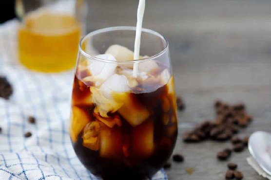 Cold Brew Iced Coffee with Honey and Milk