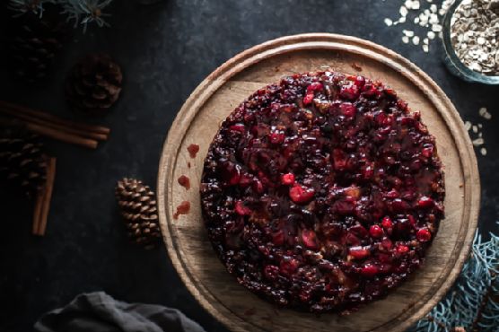 Cranberry Upside Down Olive Oil Oat Cake