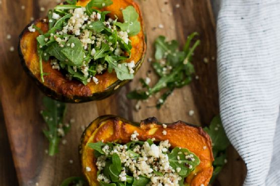 Curried Acorn Squash with Lemon-Arugula Salad