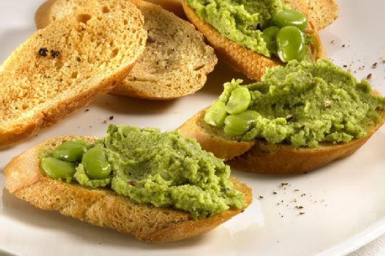 Fava Bean, Garlic, and Herb Crostini