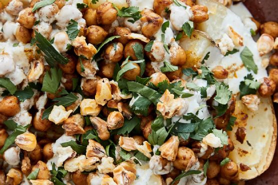 Loaded Potatoes with Spiced Chickpeas and Yogurt