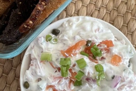 Lox Labne Dip with Homemade Bagel Chips