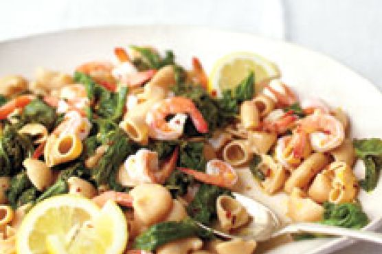 Mustard Greens, Shrimp, And Anchovy Pasta