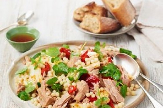 Pearl Couscous, Tuna And Haloumi Salad