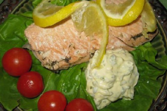 Poached Salmon With Lemon Mayonnaise