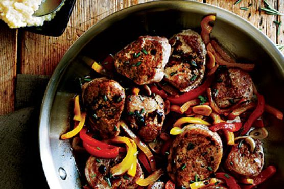 Pork Tenderloin with Red and Yellow Peppers