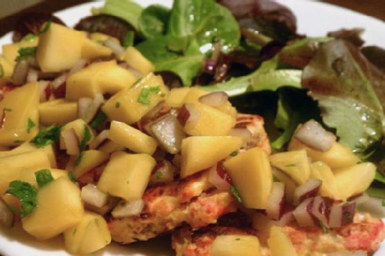 Salmon Cakes with Mango and Cilantro Salsa
