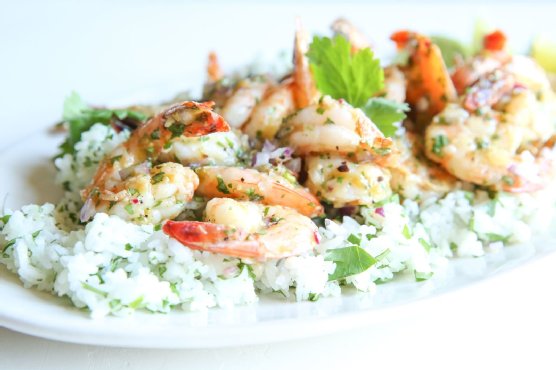 Salsa Verde Shrimp with Cilantro Rice