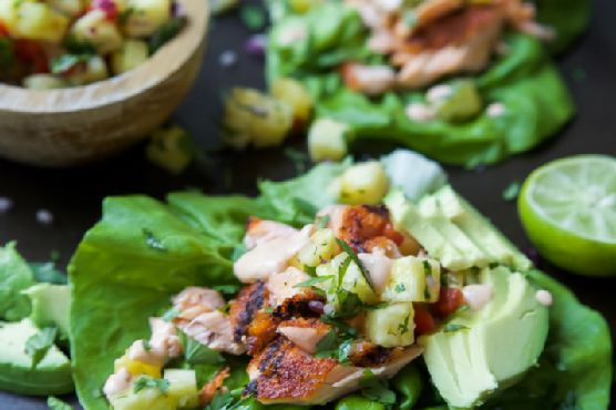 Southwestern Grilled Salmon Tacos with Pineapple Salsa