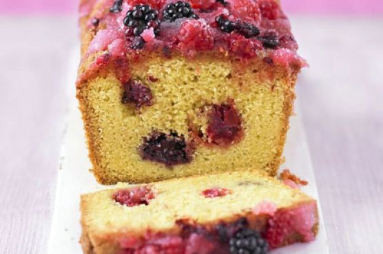 Summer fruit drizzle cake