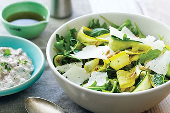 Summer Squash Carpaccio and Shaved Cheese Salad